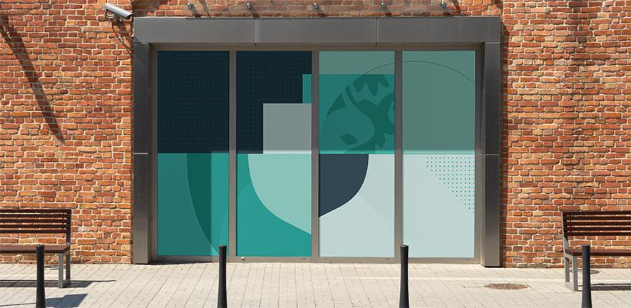 Building shield texture in Cambridge Blue.