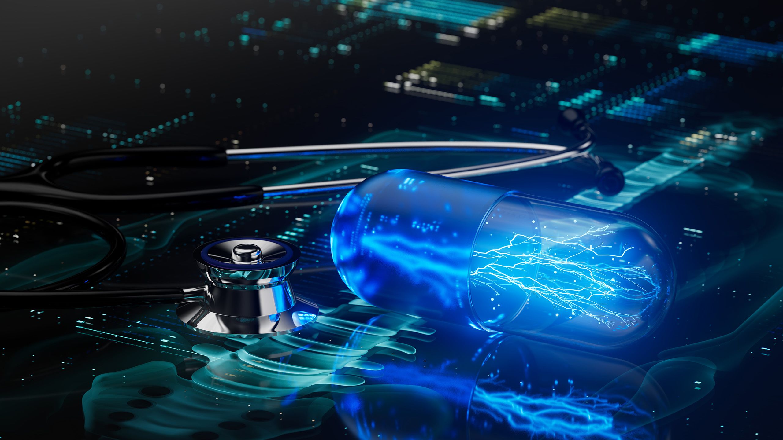 Graphic representing medical AI technology