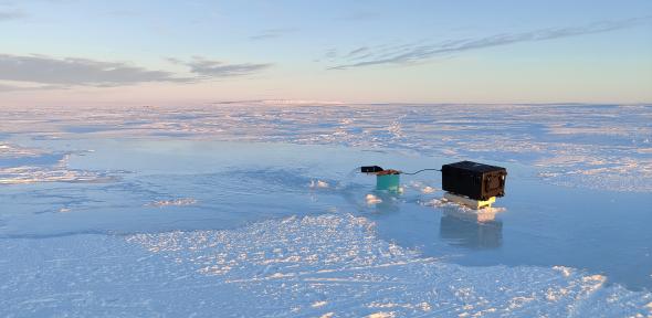 A sea ice pumping station in the Arctic